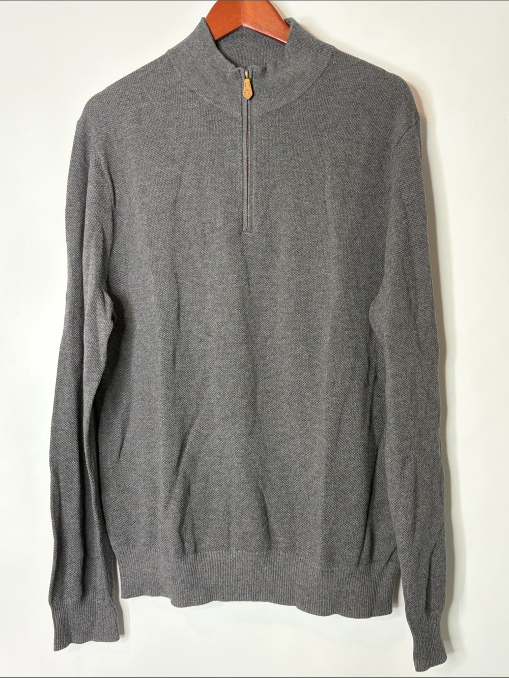 Brooks Brothers Men's Heather Gray Half-Zip Mock Neck Sweater New size XL
